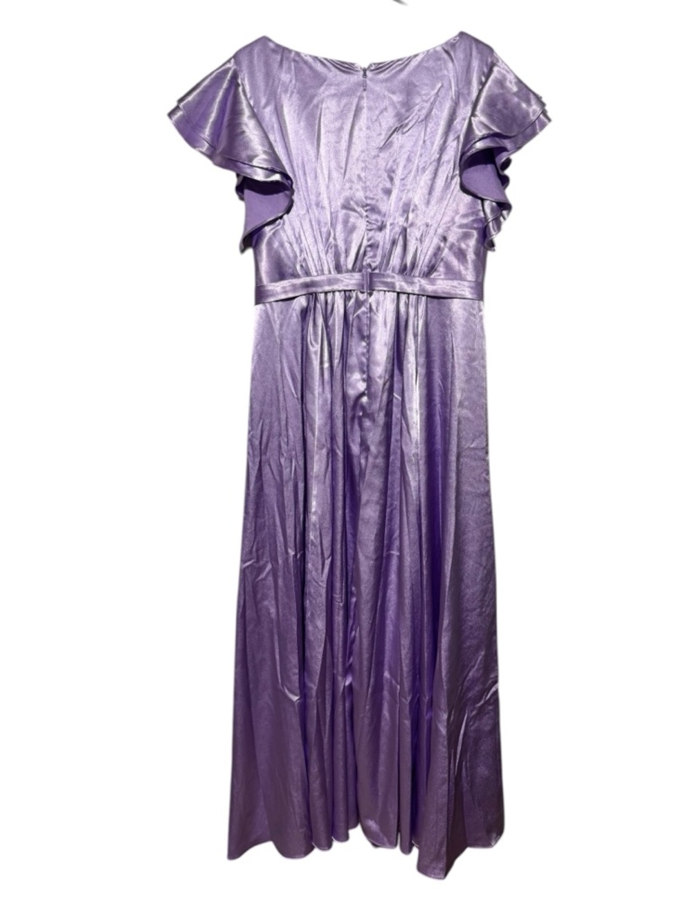 Azazie Daphne Dress Size 12 Purple Satin Modest Bridesmaid Wedding Formal Prom